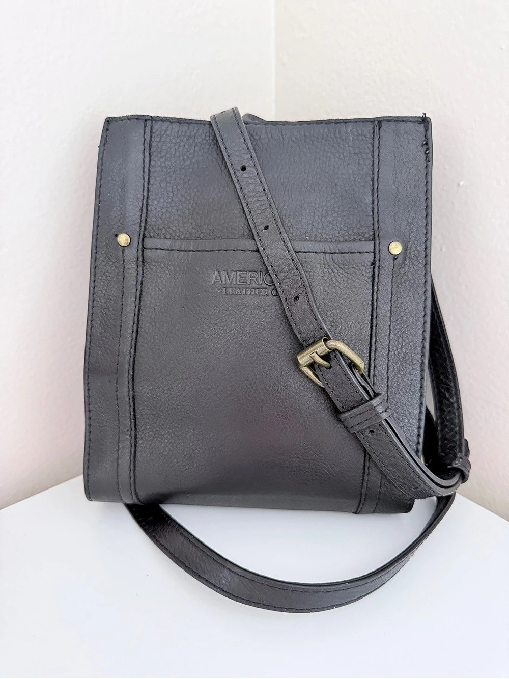 American Leather Black Leather Crossbody Bag
